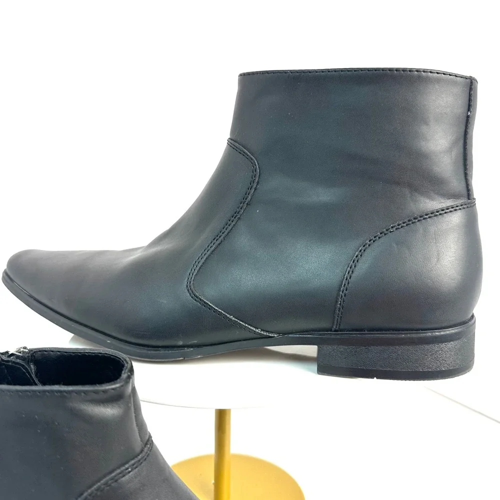 Side Zip Square Toe Dress Boots Mens 11.5 Black Faux Leather Sleek Stylish
